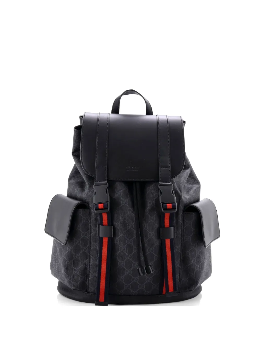 Gucci Pre-Owned Double Pocket Buckle GG Coated Canvas Large backpack - Nero