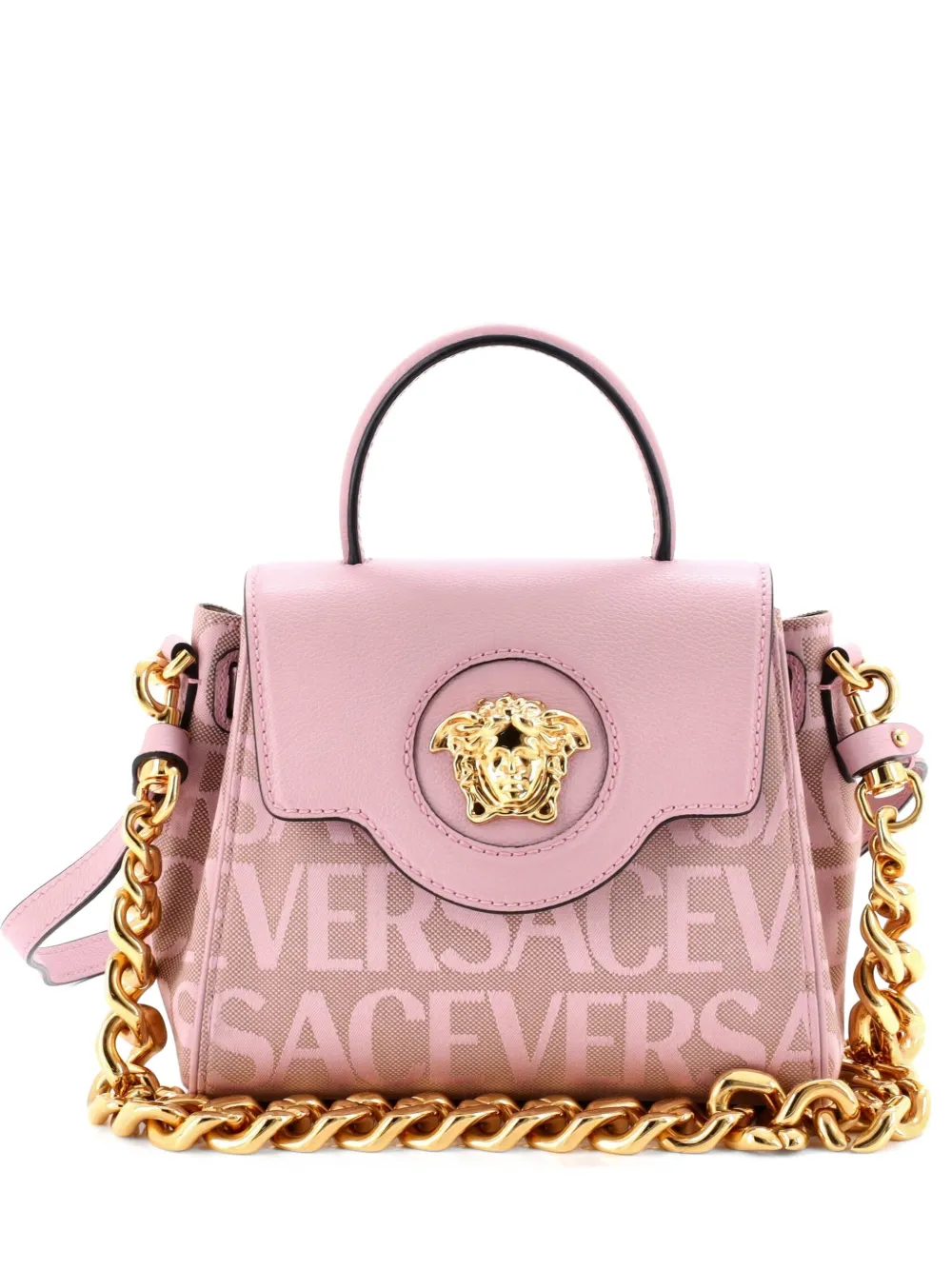 Versace Pre-Owned Kleine La Medusa Satchel-Tasche ausCanvas und Leder mit Print - Rosa