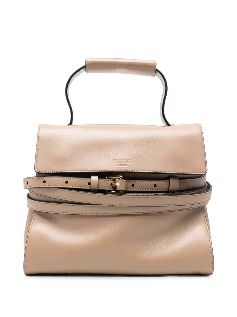 Moschino belted leather tote bag