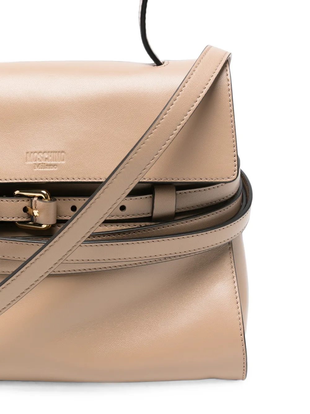 Moschino Leren shopper met riem Beige