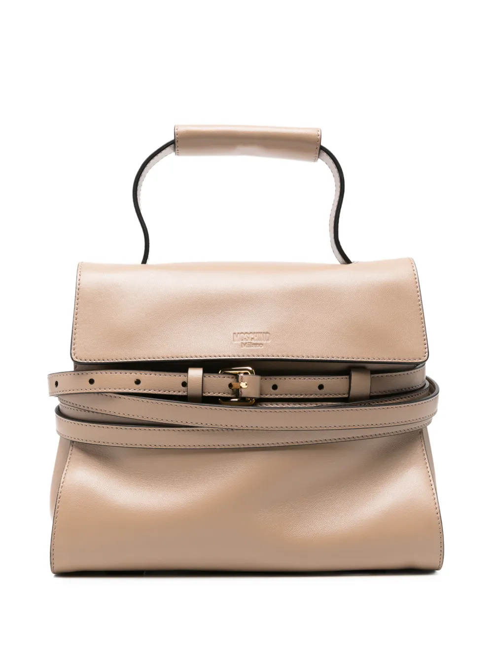Moschino belted leather tote bag - Toni neutri