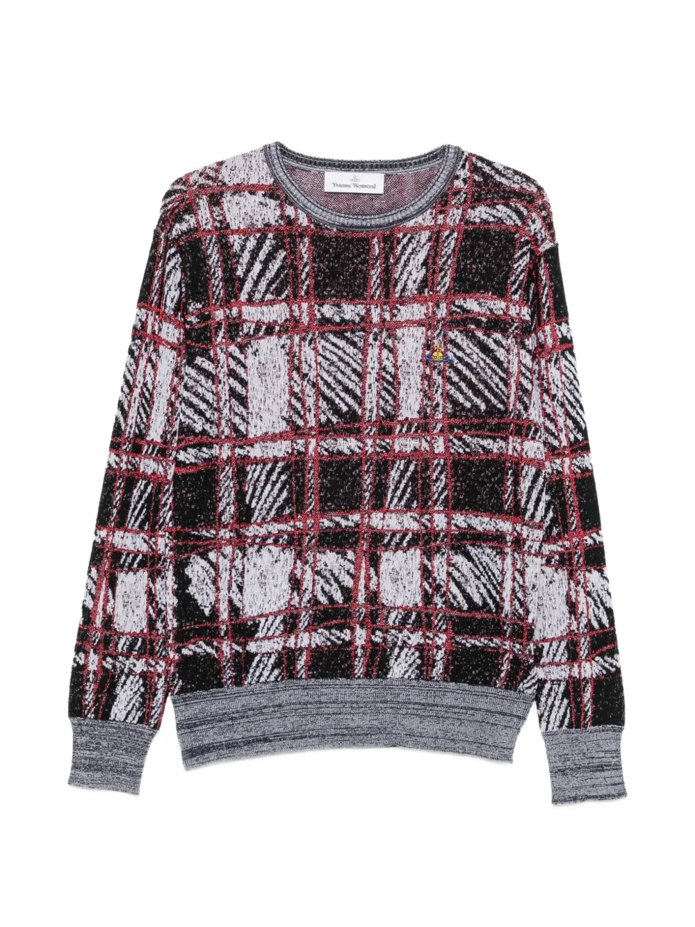 Vivienne Westwood tartan-check Orb-embroidered sweater Zwart