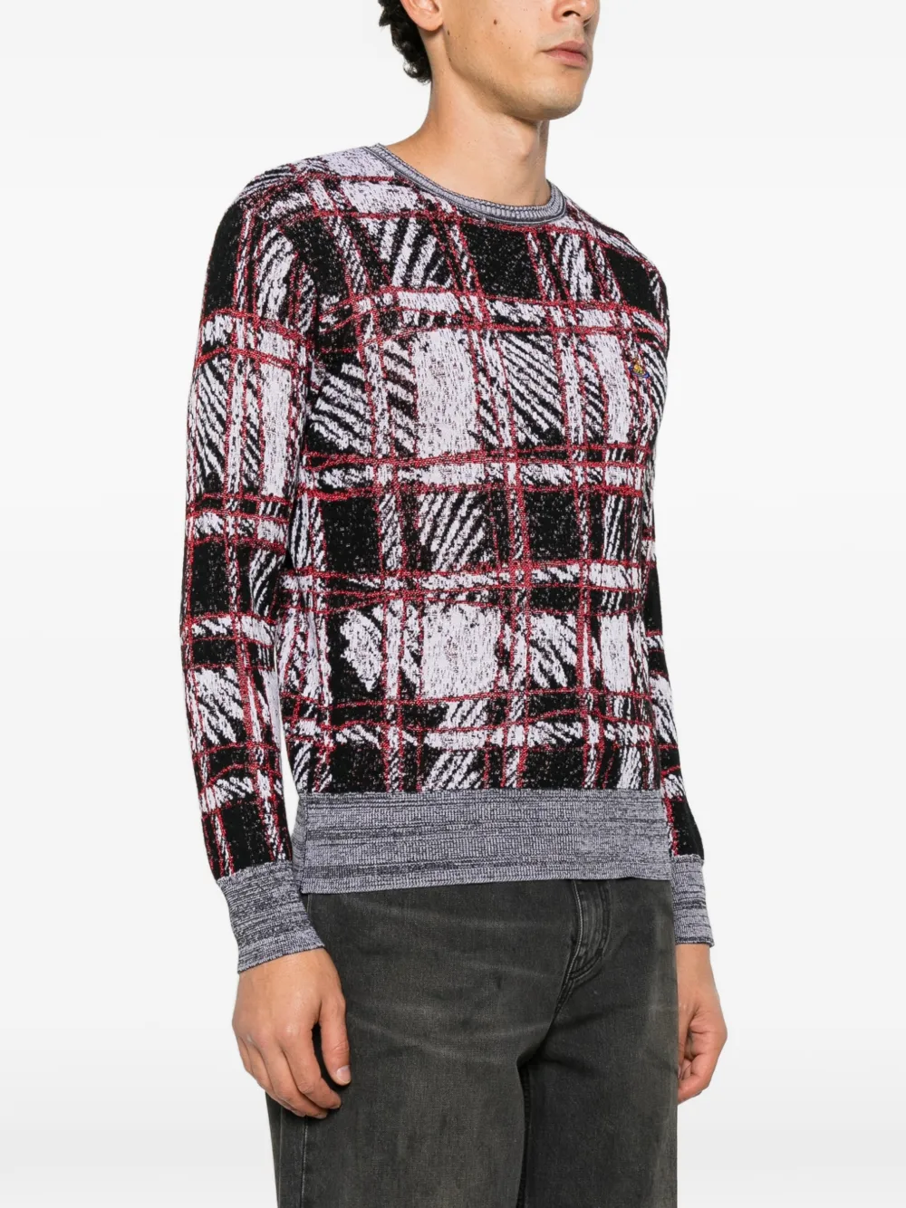 Vivienne Westwood tartan-check Orb-embroidered sweater Zwart