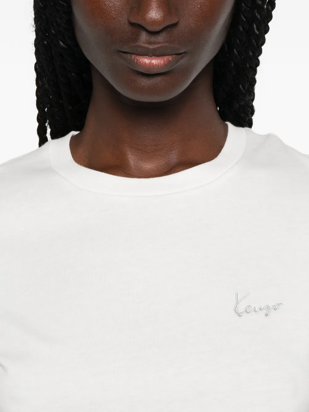Kenzo Signature katoenen T-shirt met geborduurd logo Wit
