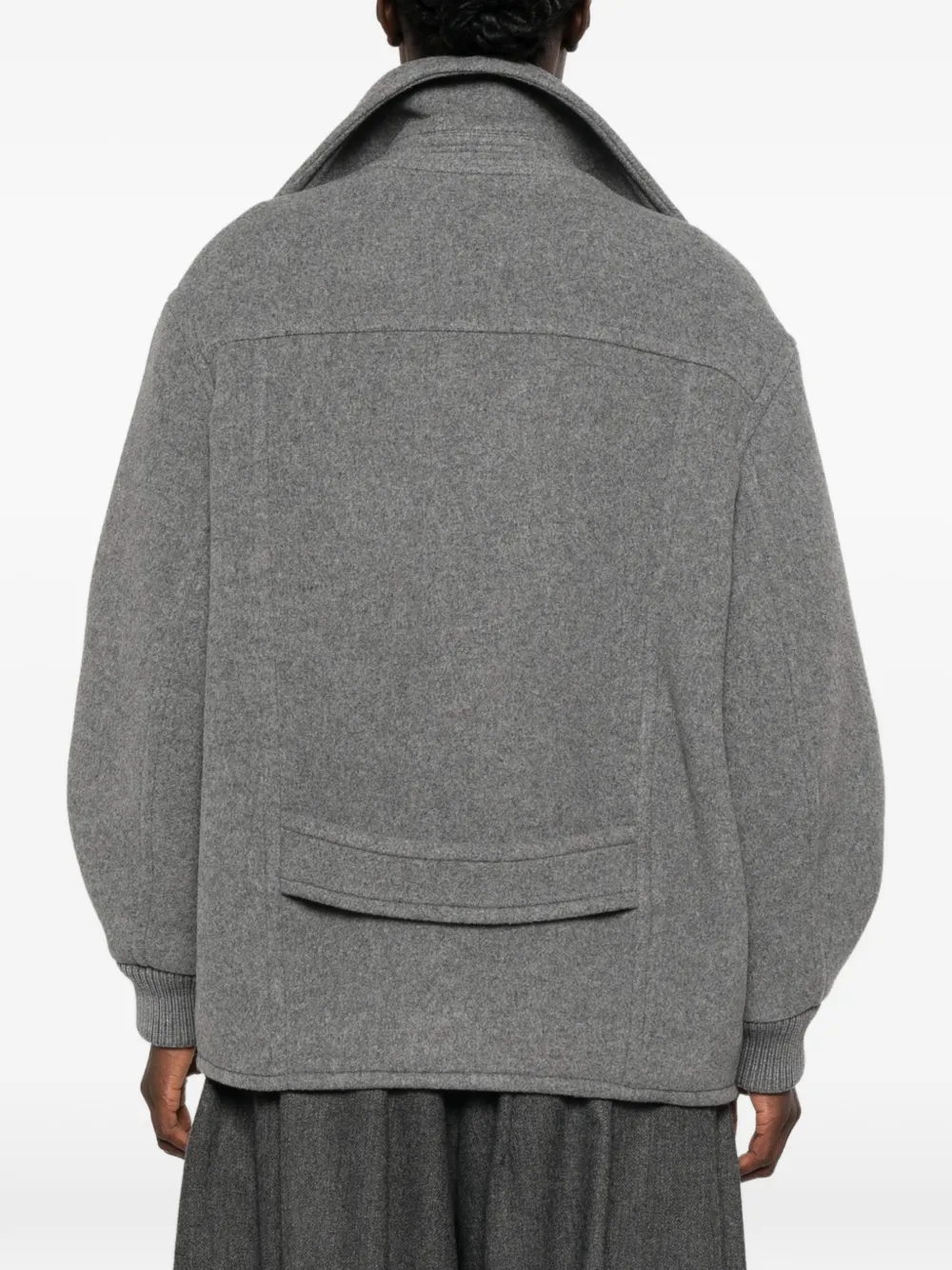 Moschino double-breasted heart-motif wool jacket Grijs