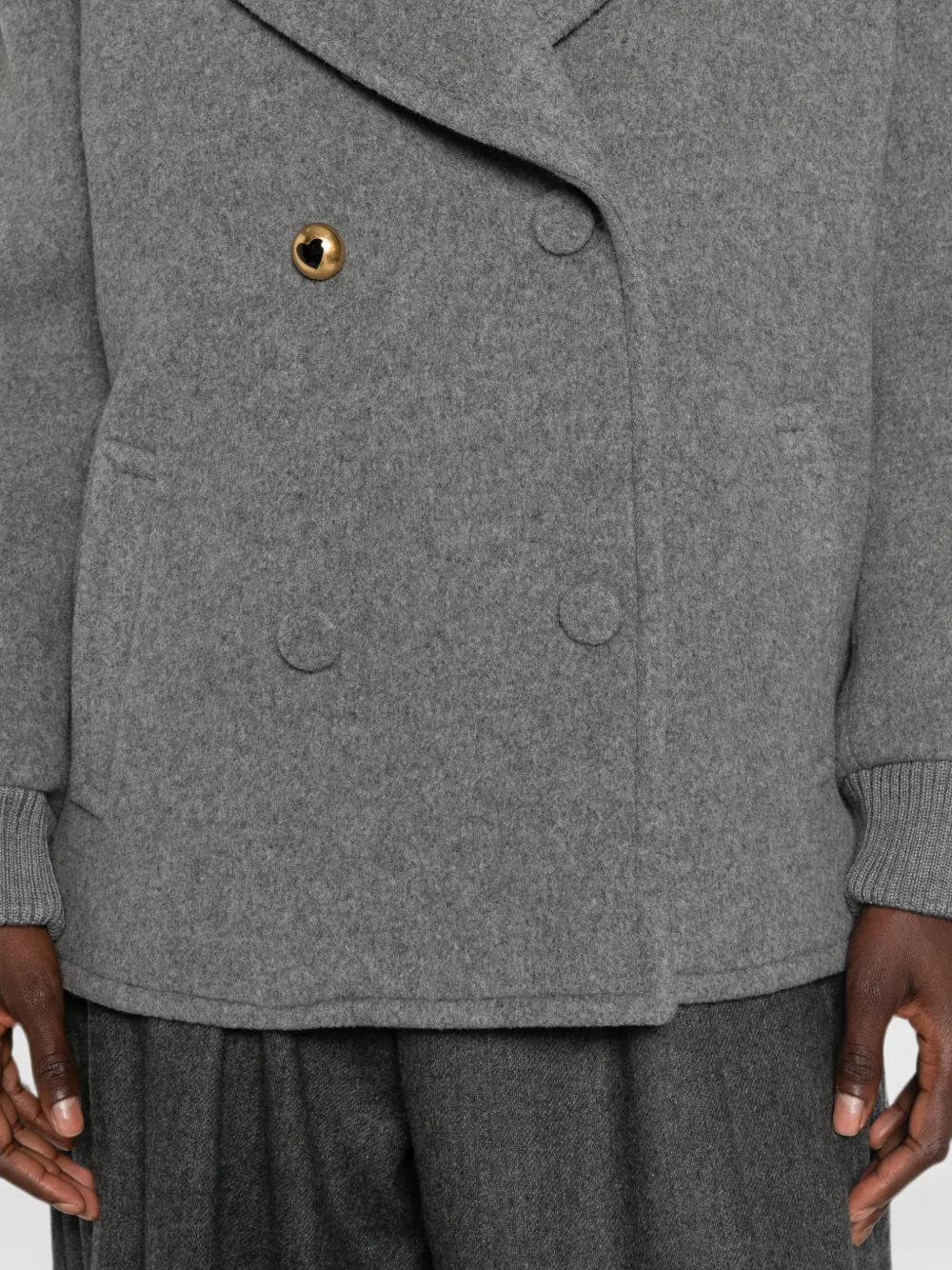 Moschino double-breasted heart-motif wool jacket Grijs