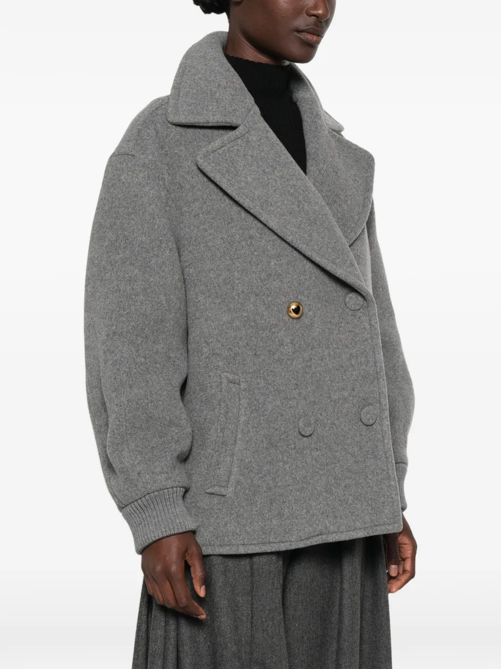 Moschino double-breasted heart-motif wool jacket Grijs