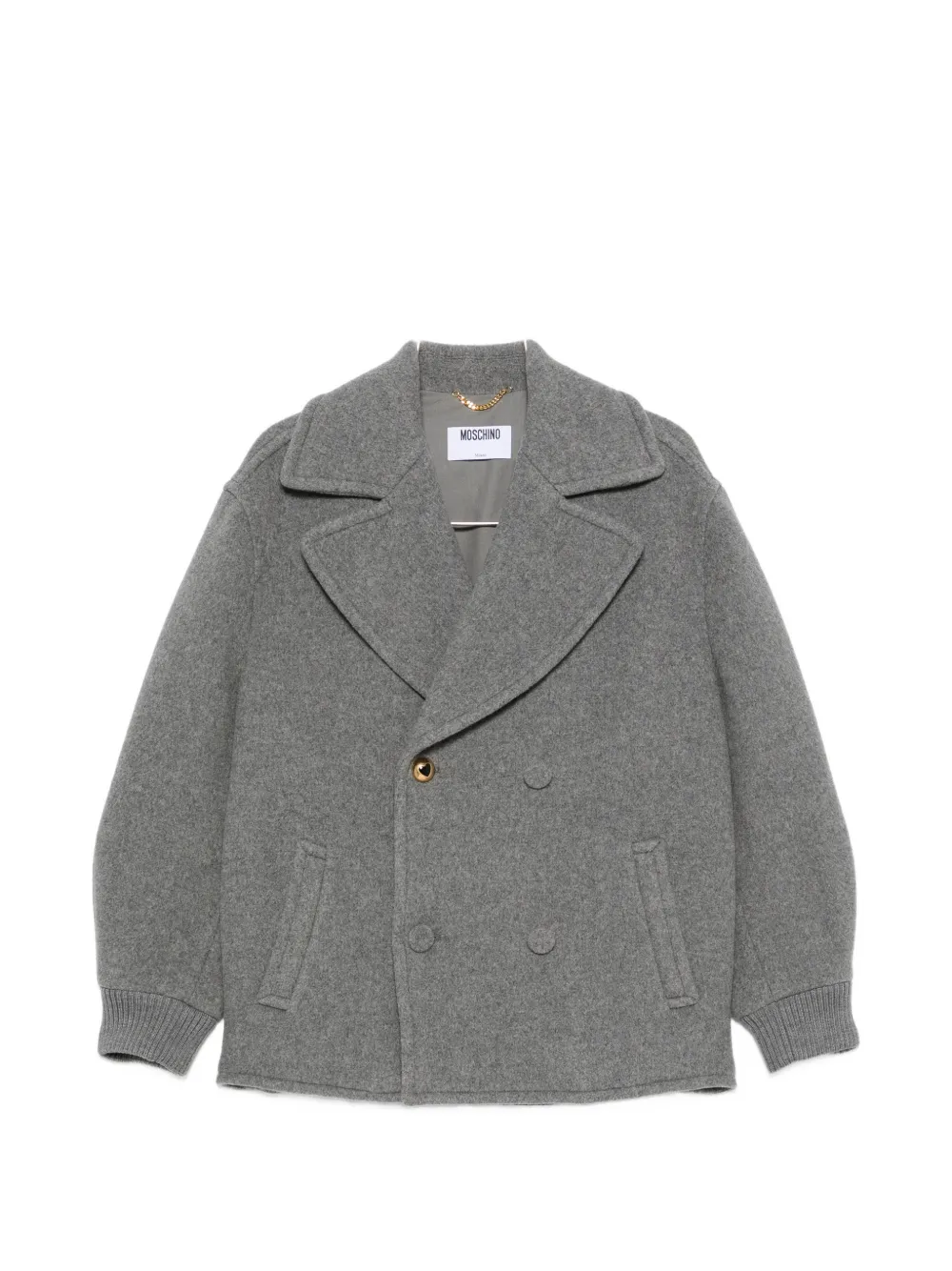 Moschino double-breasted heart-motif wool jacket - Grau