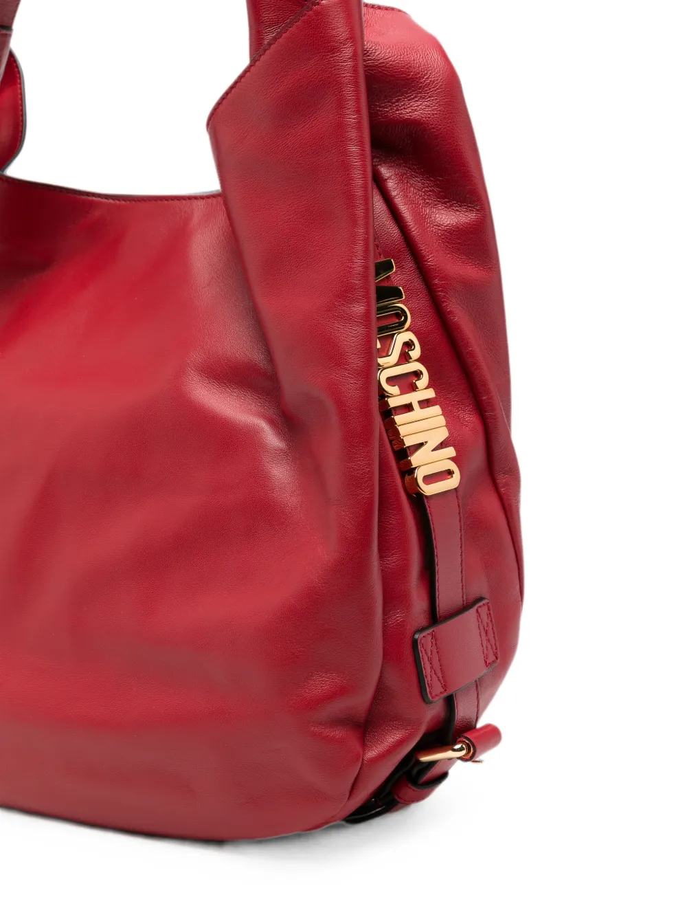 Moschino Handle Me leren shopper met logo-plakkaat Rood