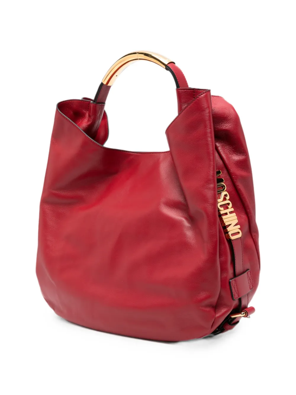Moschino Handle Me leren shopper met logo-plakkaat Rood