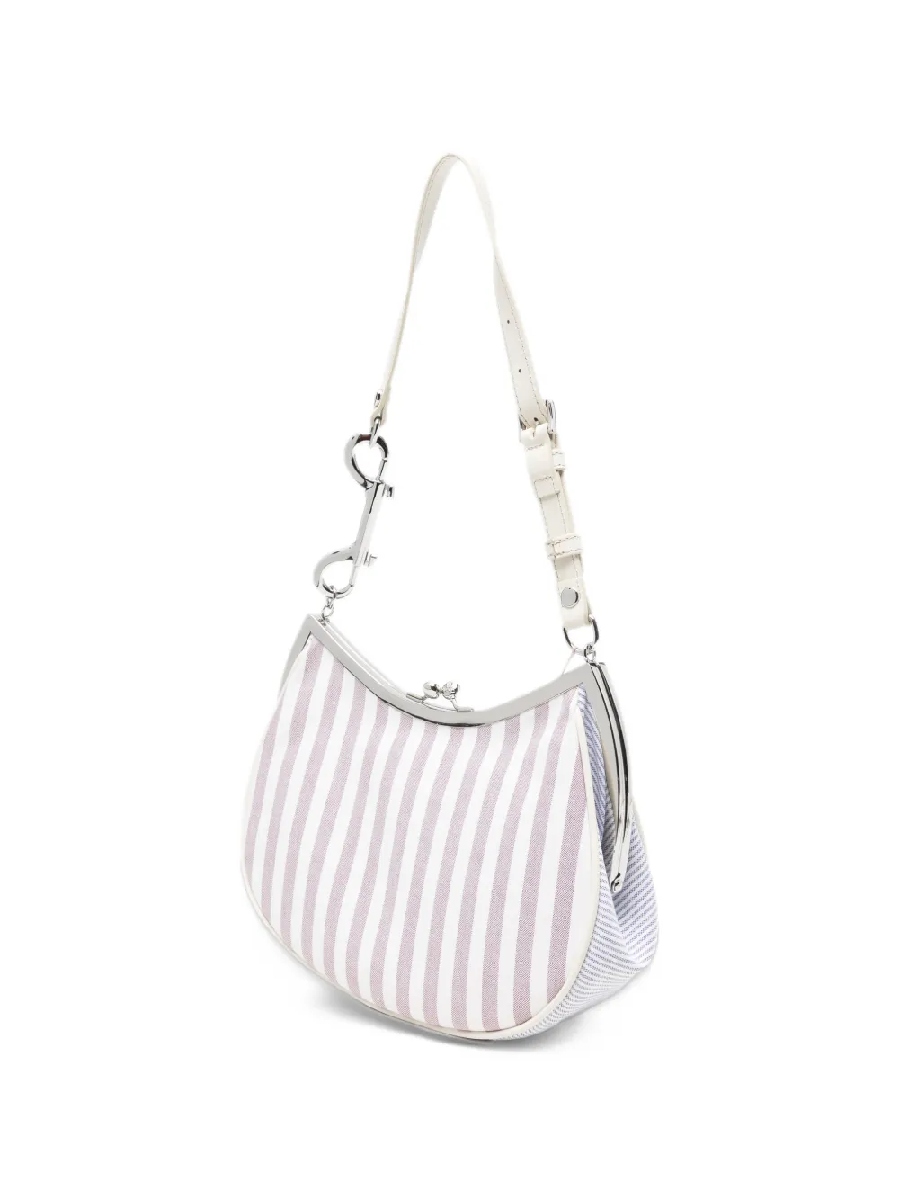Vivienne Westwood Orb-plaque pinstripe-pattern shoulder bag Wit