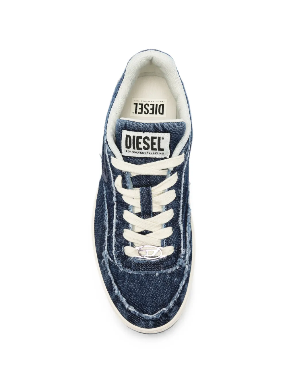 Diesel S-Tracker-D Low distressed-denim sneakers Blauw