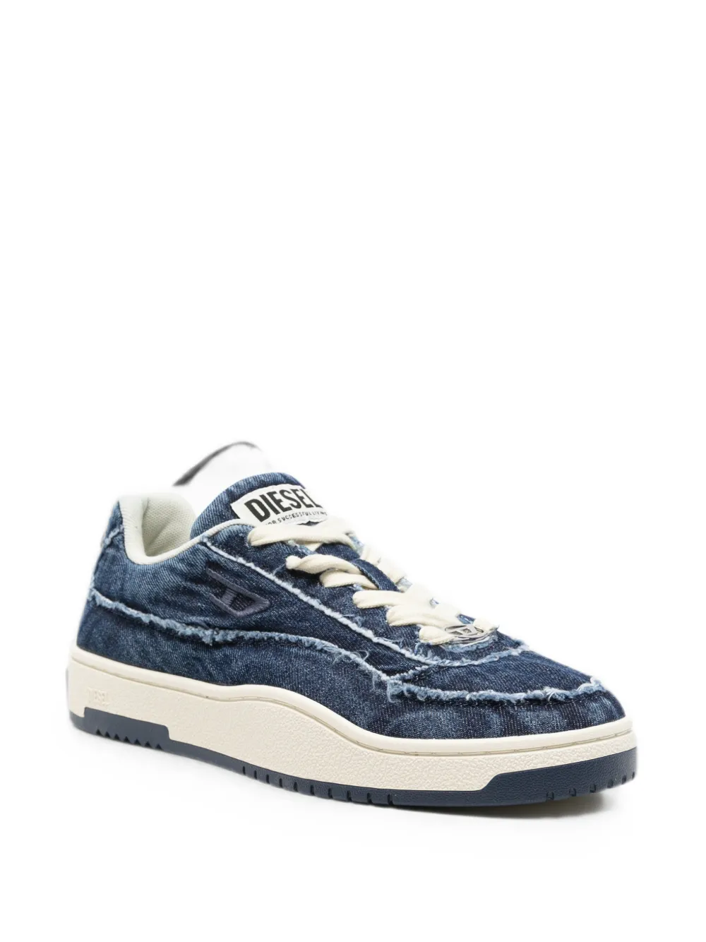 Diesel S-Tracker-D Low distressed-denim sneakers Blauw