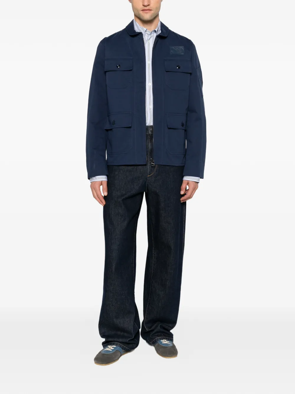 Kenzo Flying Boke shirtjack met meerdere zakken Blauw