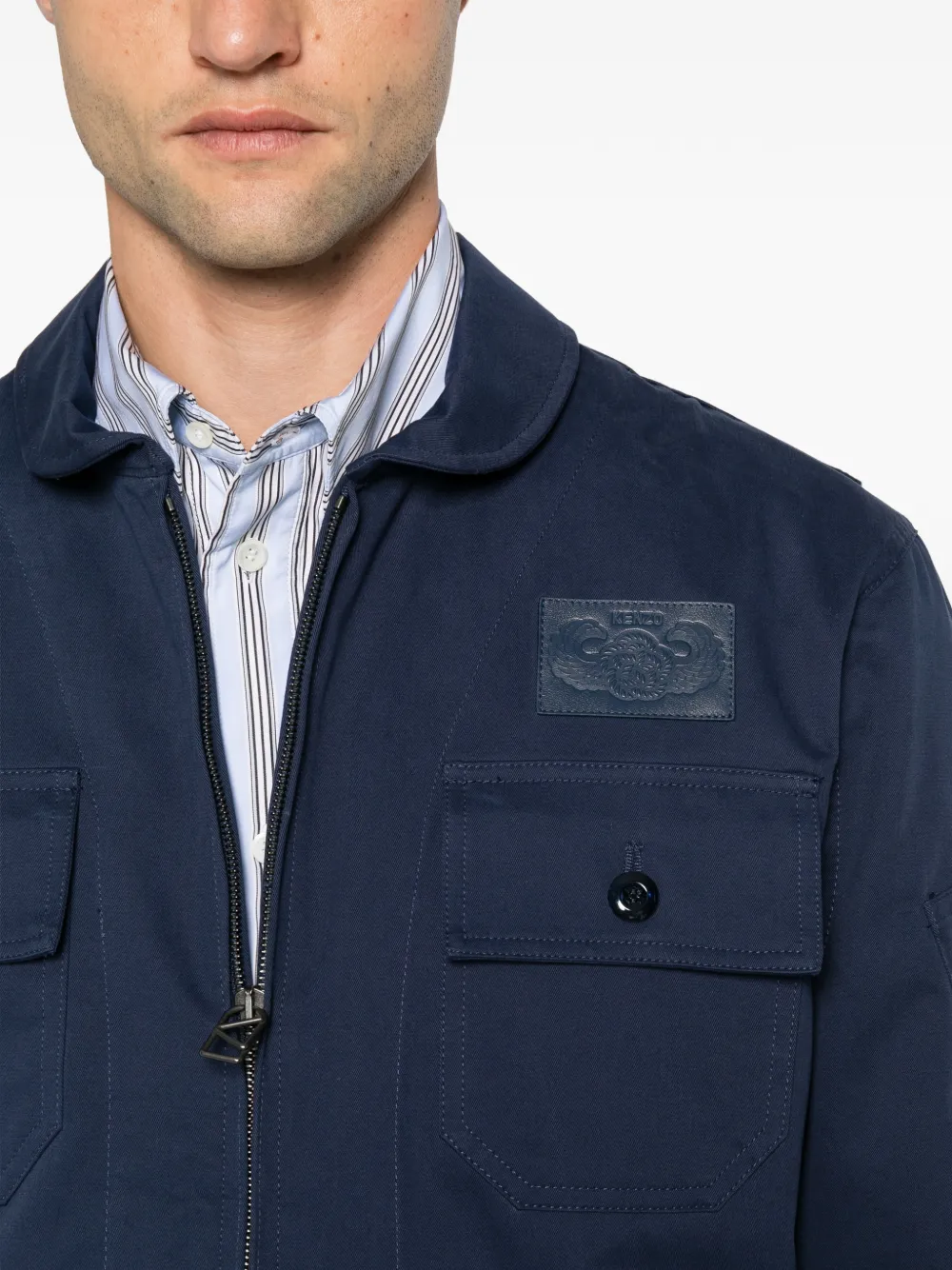 Kenzo Flying Boke shirtjack met meerdere zakken Blauw