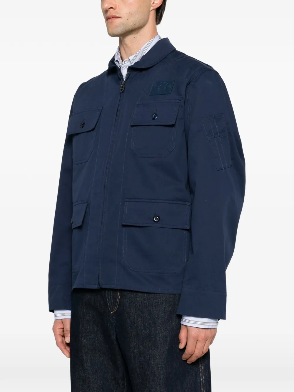 Kenzo Flying Boke shirtjack met meerdere zakken Blauw