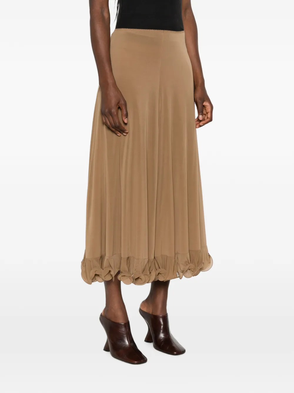 Moschino Midi-rok met ruches Bruin