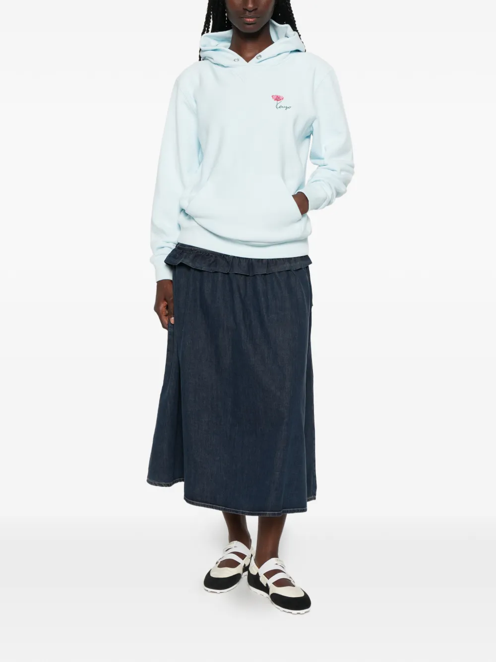 Kenzo Hoodie met geborduurde bloemen Blauw