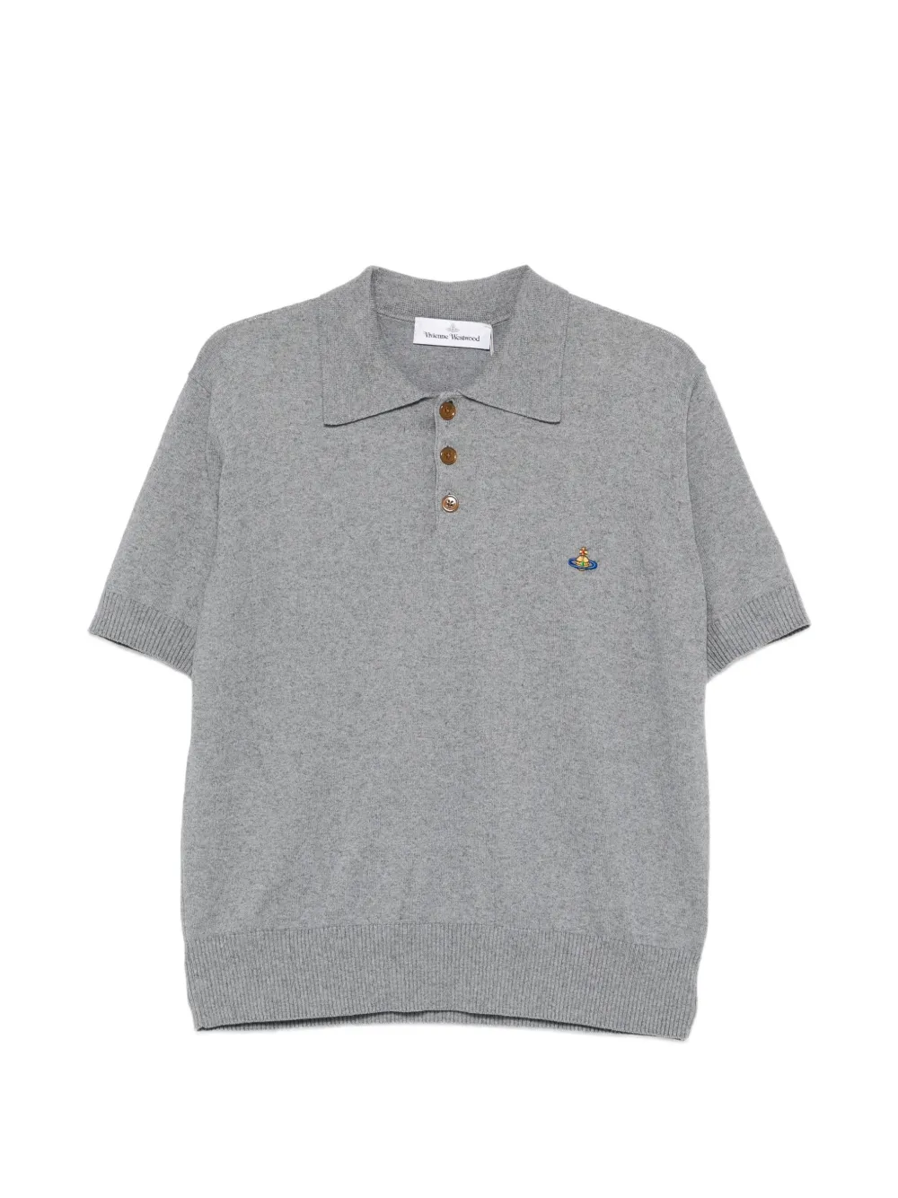 Vivienne Westwood Orb-embroidered polo sweater Grijs