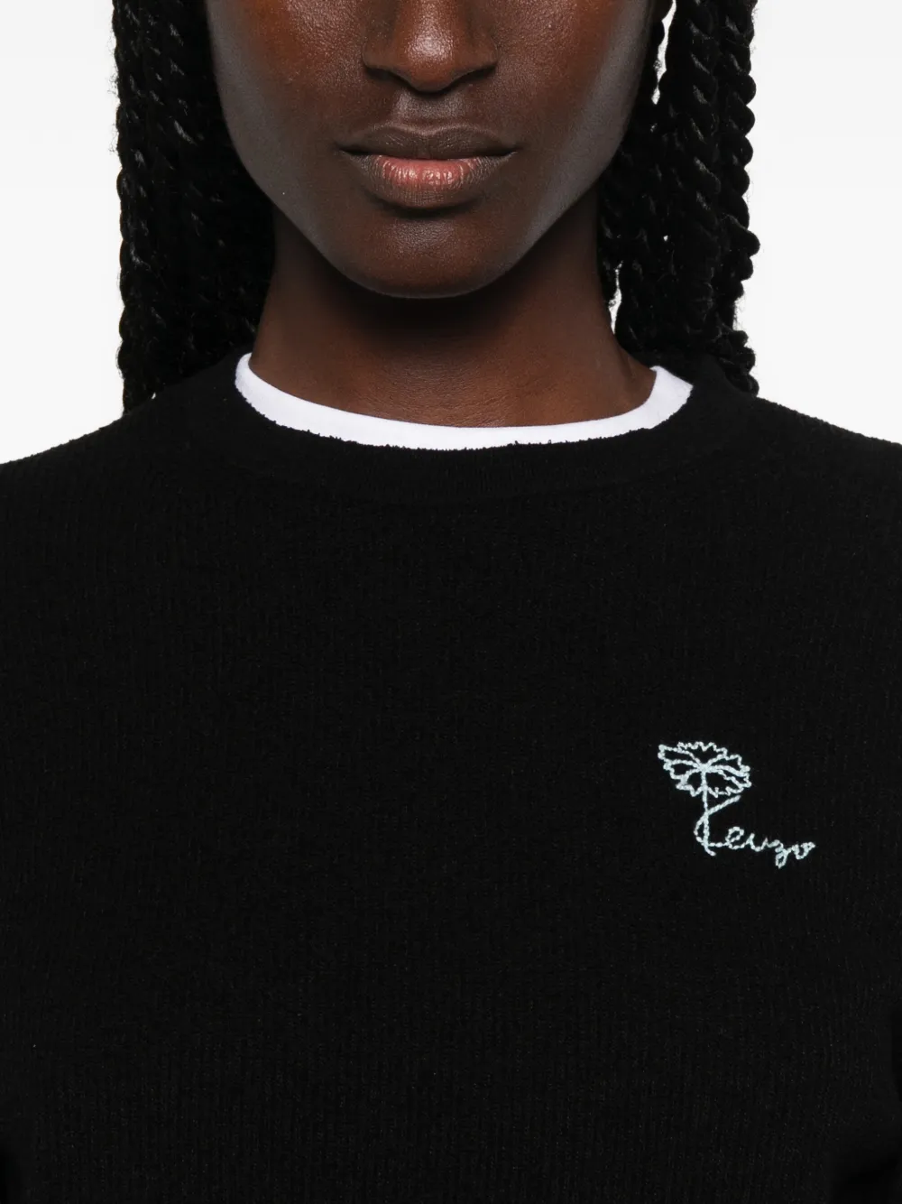Kenzo Tulip ribgebreide trui met geborduurd logo Zwart