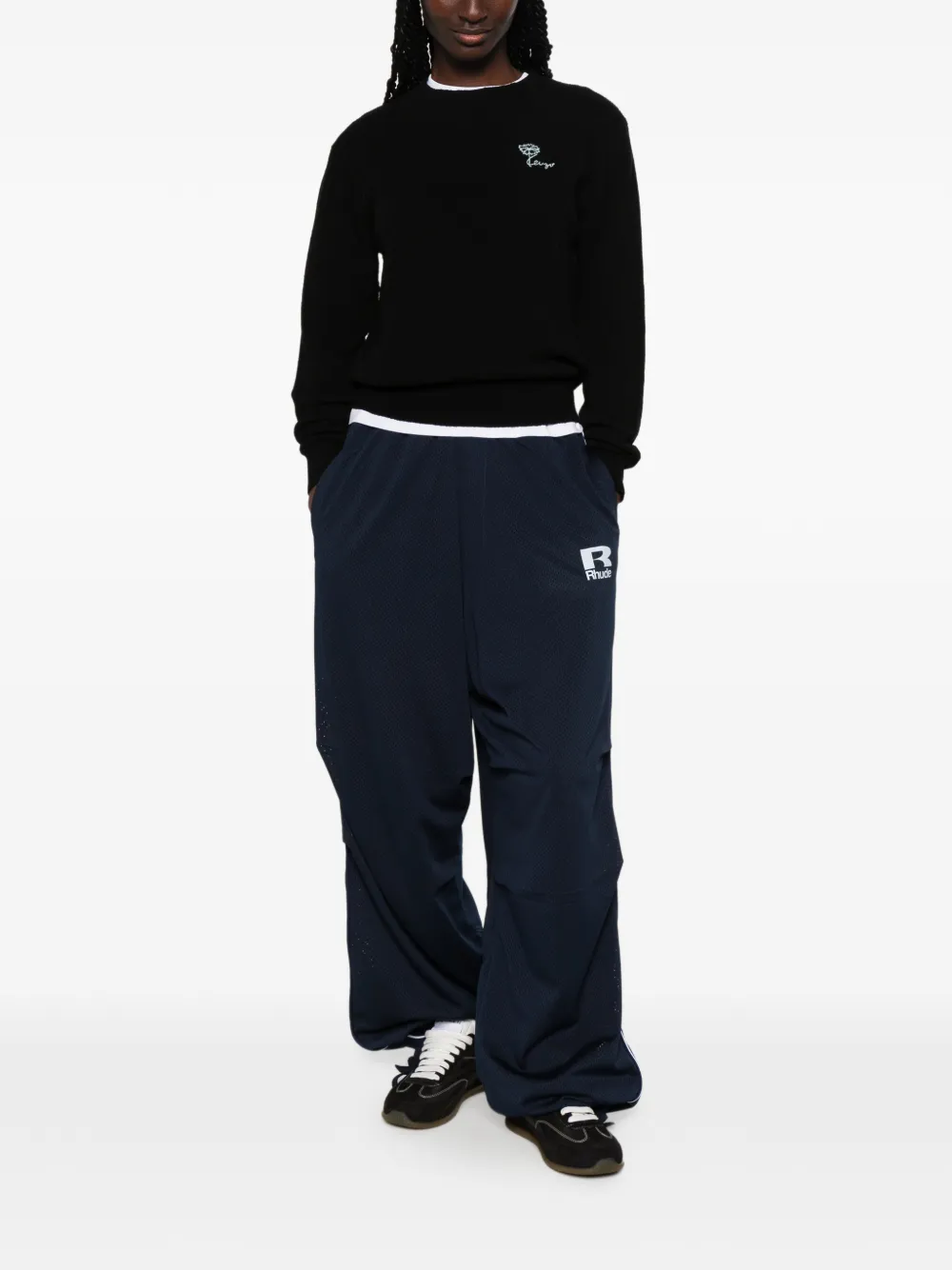 Kenzo Tulip ribgebreide trui met geborduurd logo Zwart