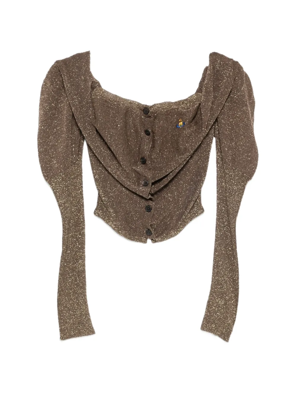 Vivienne Westwood draped-detail glitter-effect top - Marrone