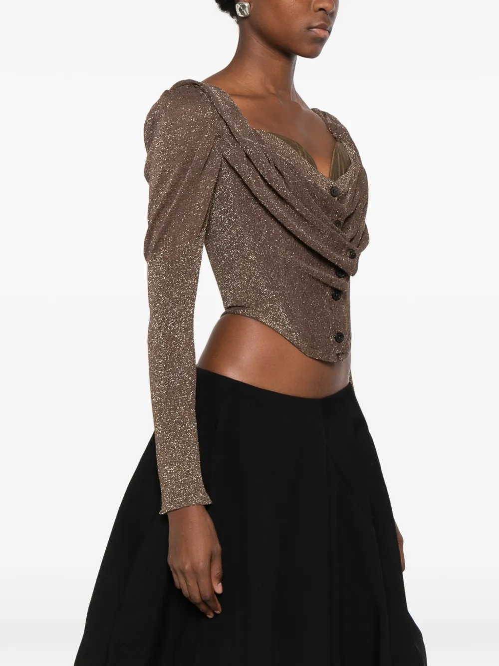 Vivienne Westwood draped-detail glitter-effect top Bruin