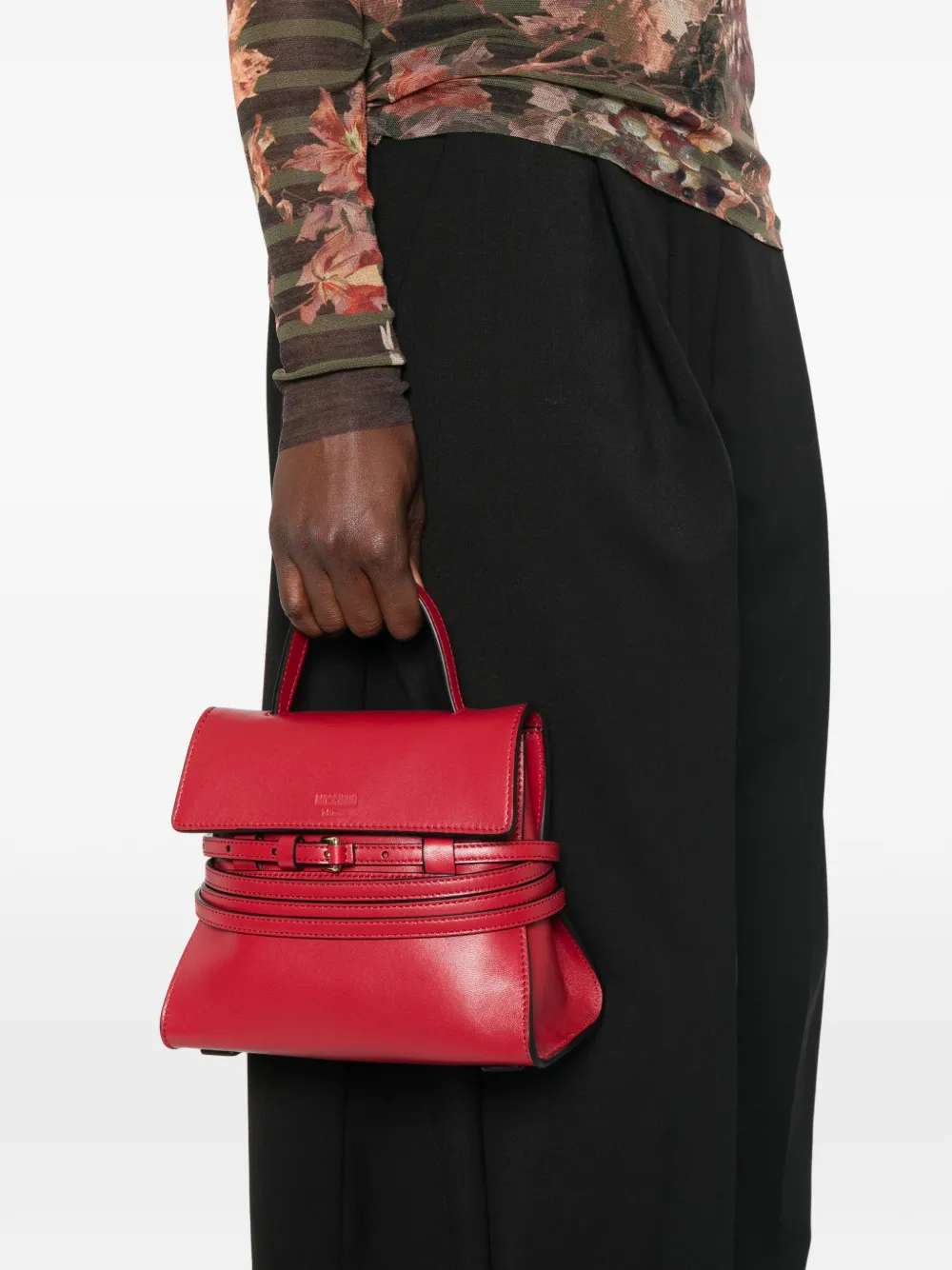 Moschino Tie Me mini-shopper met handvat en riemdetail Rood