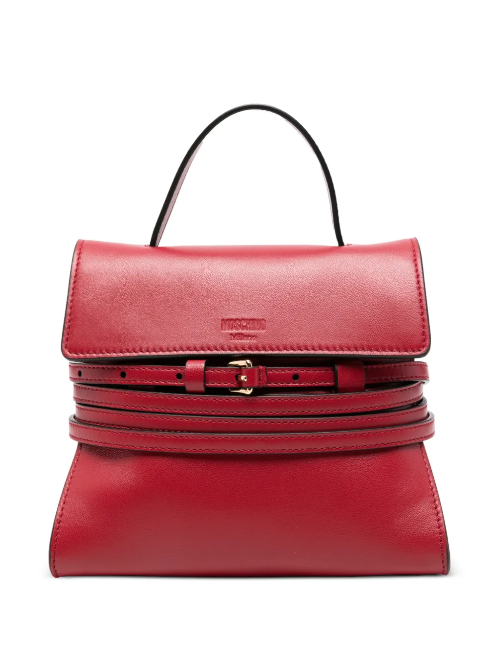 Moschino Tie Me belt-detail top-handle mini tote bag - Rosso