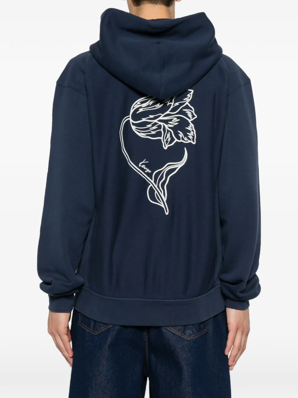 Kenzo Hoodie met geborduurde bloem en rits Blauw