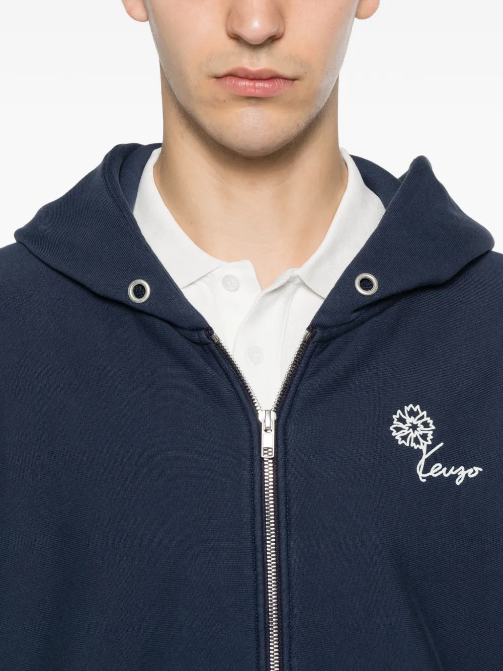 Kenzo Hoodie met geborduurde bloem en rits Blauw