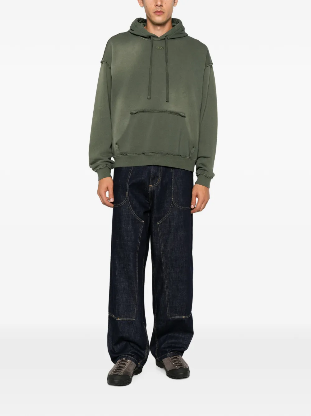 Diesel Hoodie met geborduurd logo Groen
