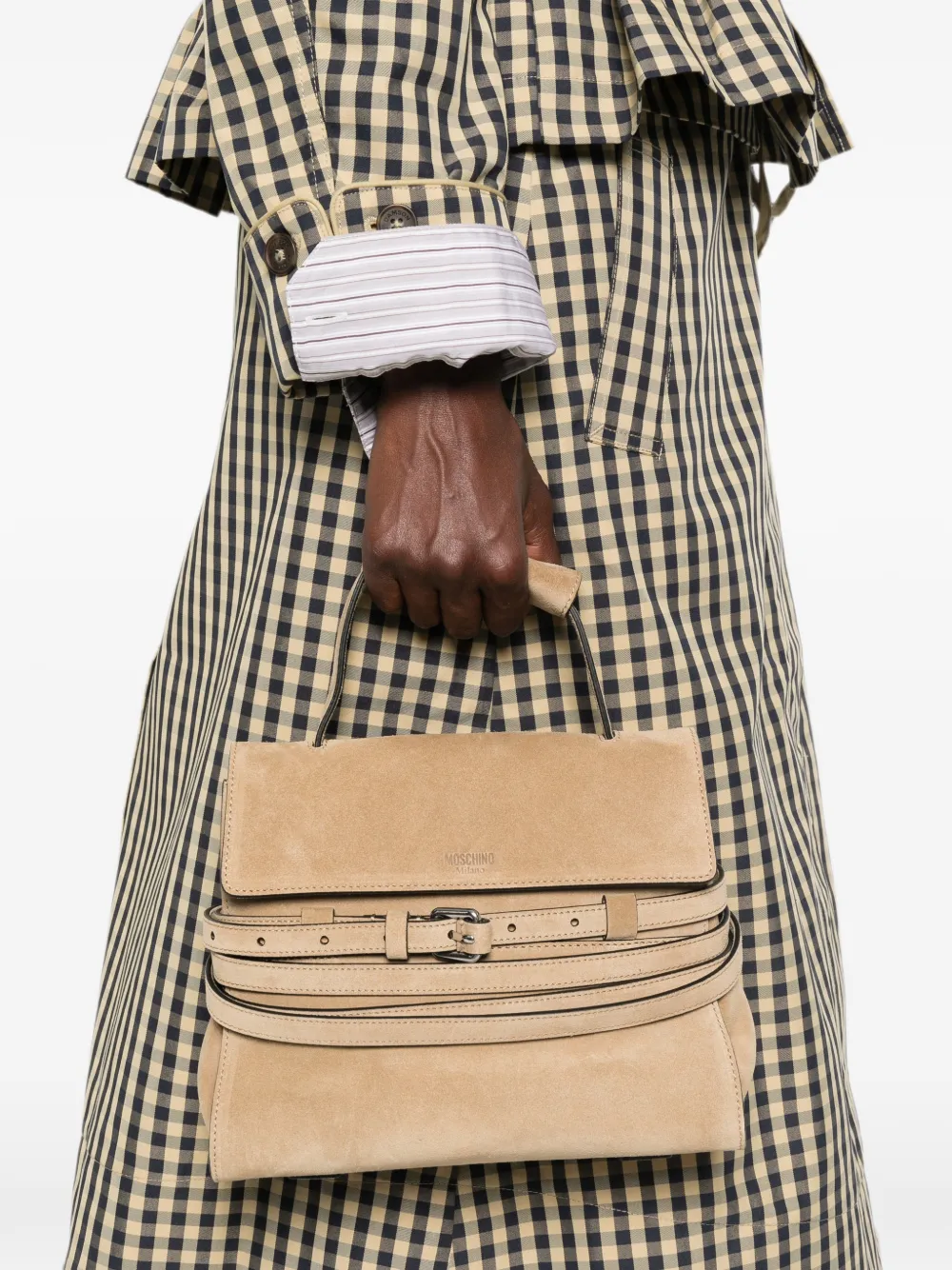 Moschino Suède shopper met gespdetail Beige