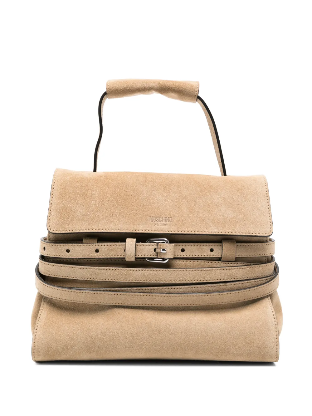 Moschino buckle-detail suede tote bag - Toni neutri