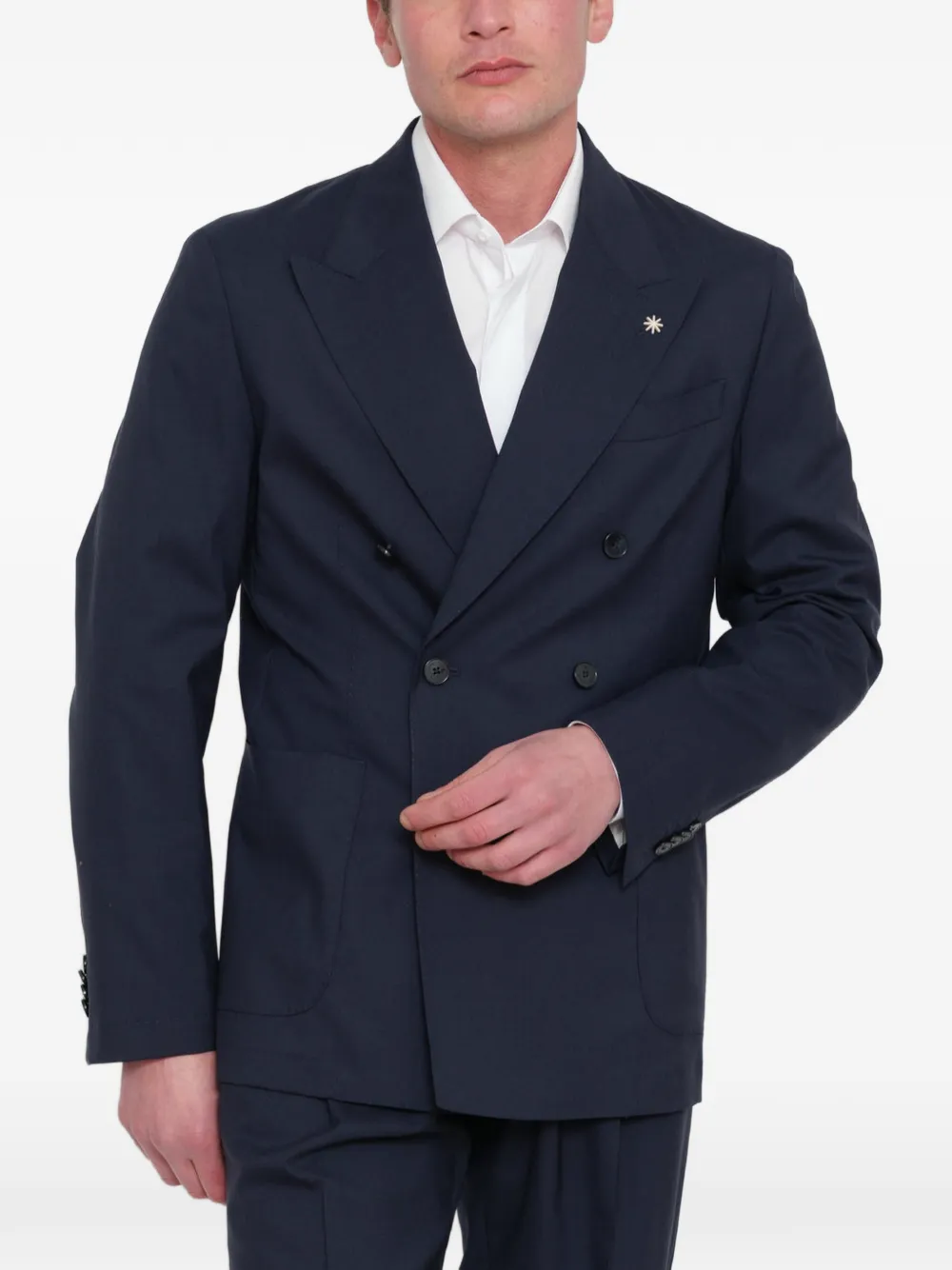 Manuel Ritz Pak met dubbele rij knopen Blauw