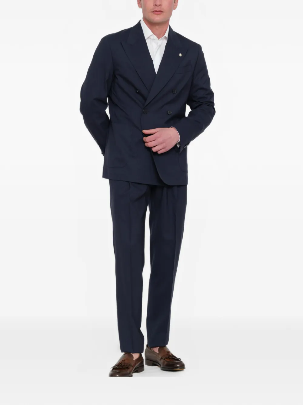 Manuel Ritz Pak met dubbele rij knopen Blauw