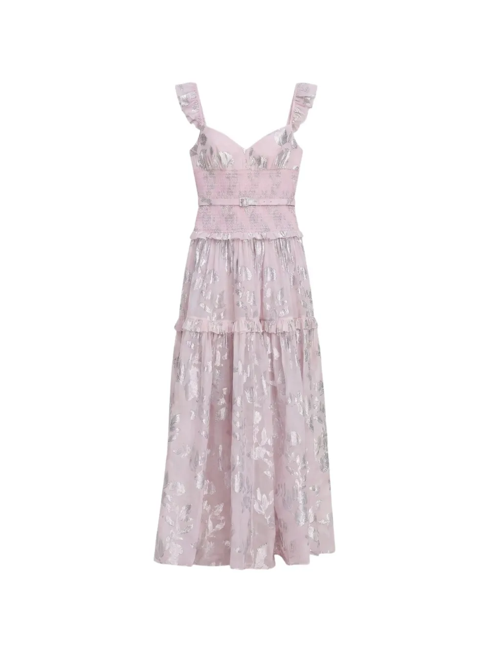 Self-Portrait chiffron ruffled maxi dress - Rosa
