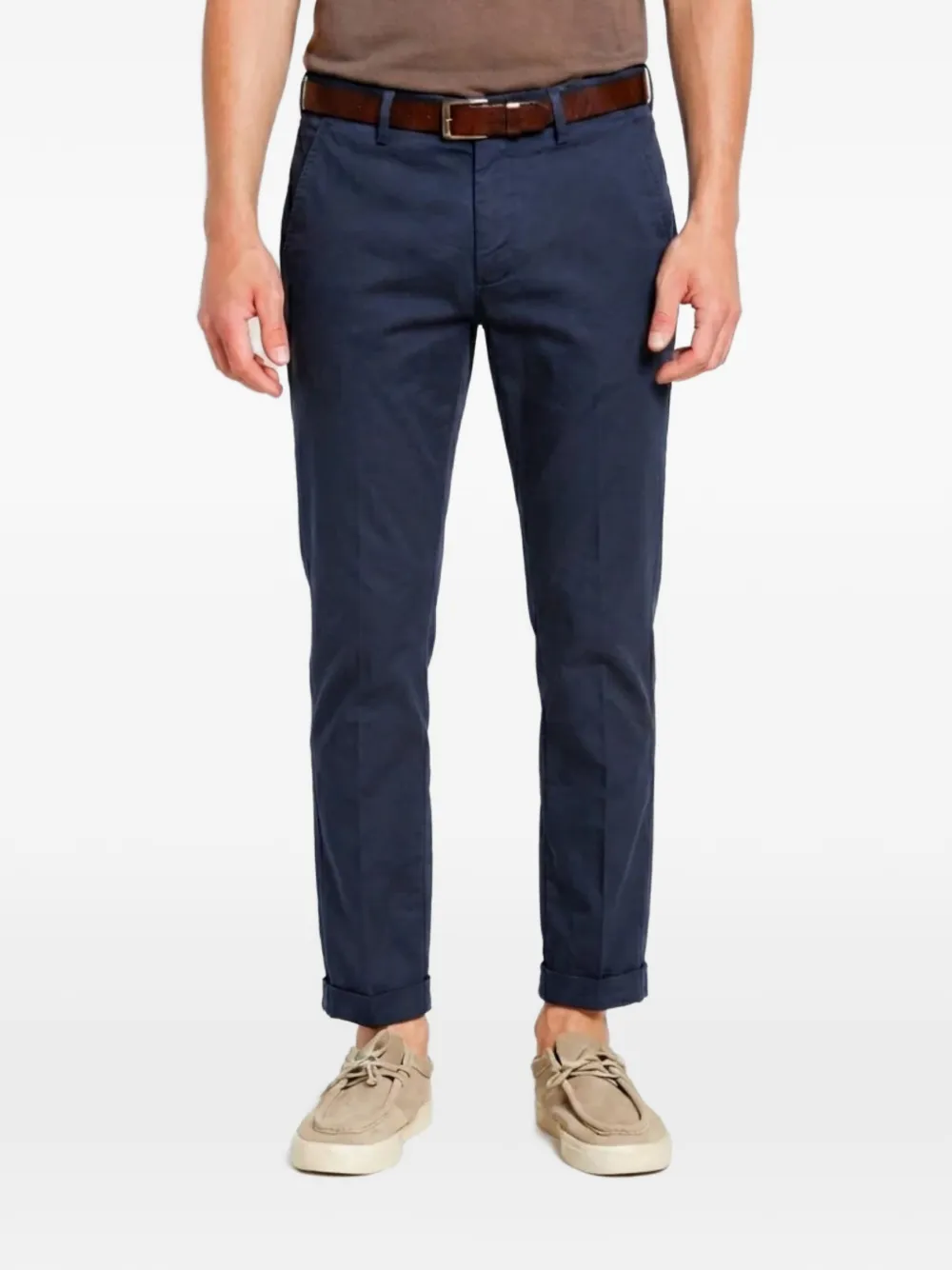 Mason's Torino Flex logo-embroidered turn-up trousers - Blau