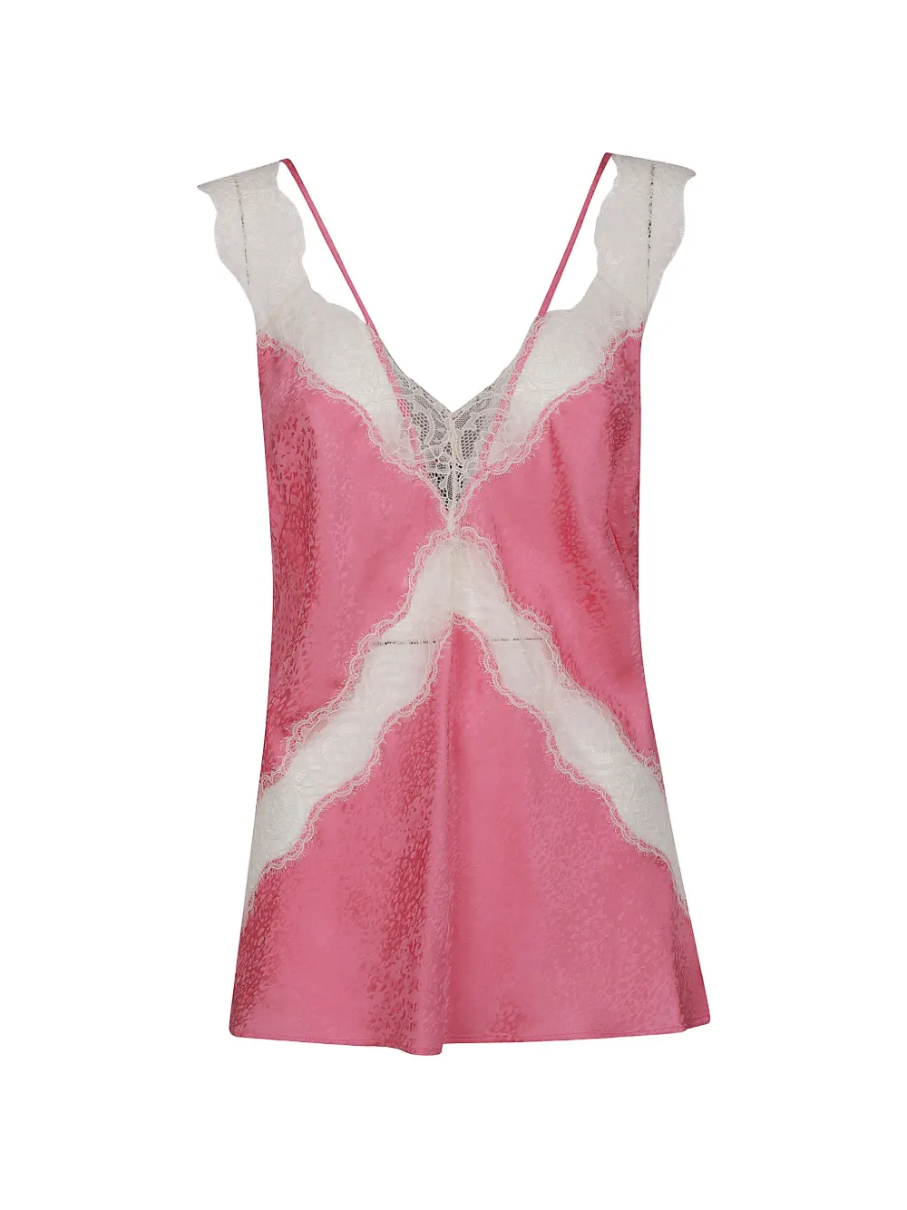 PINKO lace-trim jacquard top - Rosa