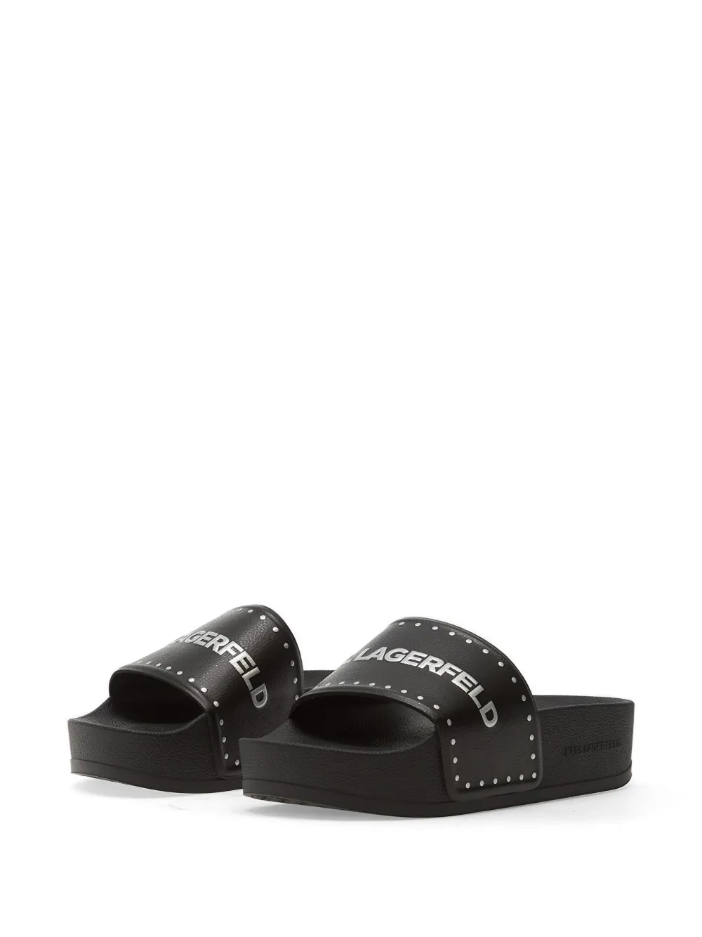 Karl Lagerfeld Jeans studded logo-print slides Zwart