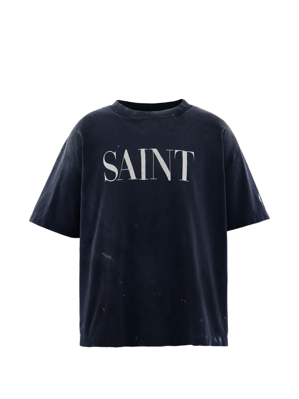 SAINT MXXXXXX distressed logo-print T-shirt - Nero
