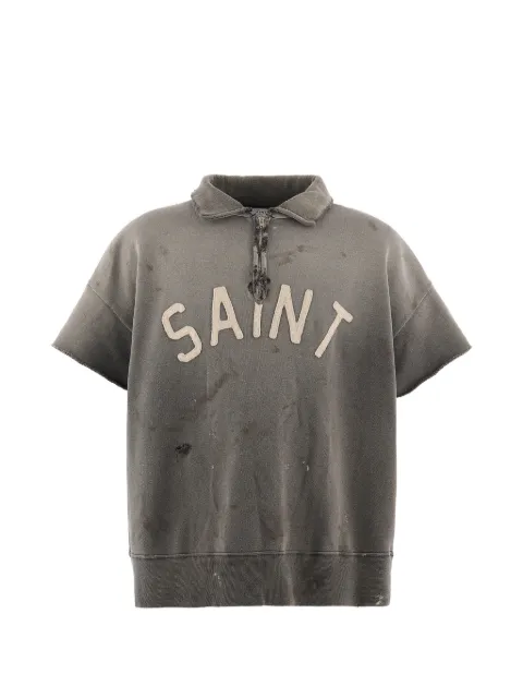 SAINT MXXXXXX distressed half-zip polo shirt
