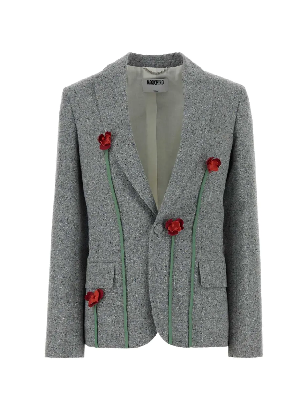 Moschino floral-appliqué melange blazer - Grau