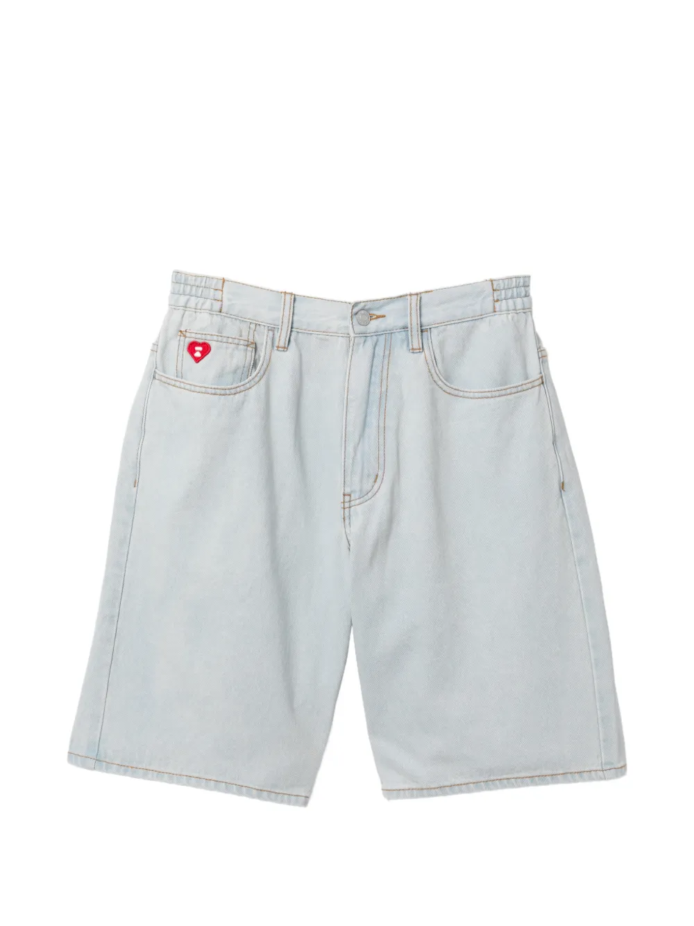 APEE™ by *A BATHING APE® logo-patch denim shorts · One Size