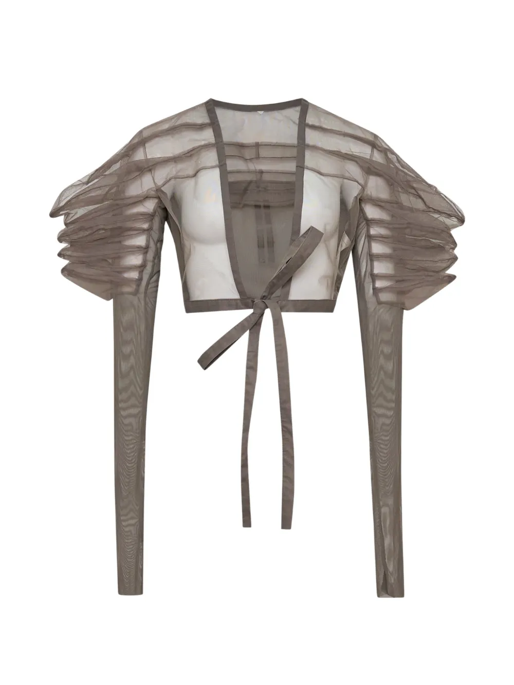 Rick Owens Rhino sheer ruffled top - Marrone