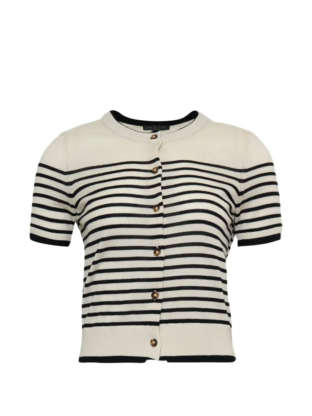 rag & bone Anne striped short-sleeve cardigan - Bianco