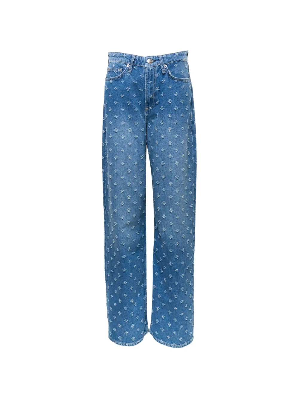 rag & bone Logan distressed wide-leg jeans - Blu