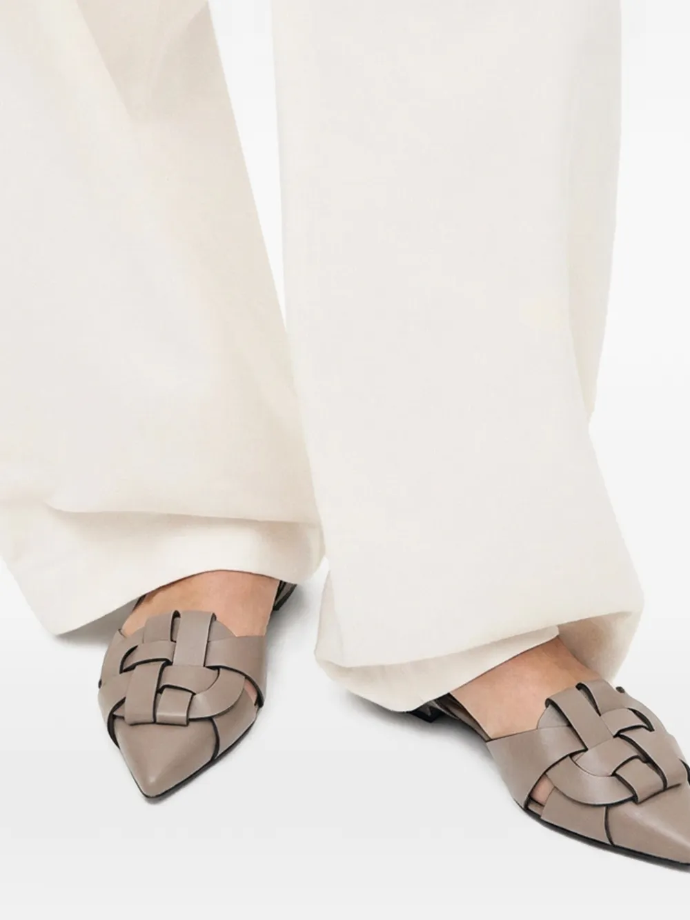 Scarosso Amanda geweven pumps met puntige neus Bruin