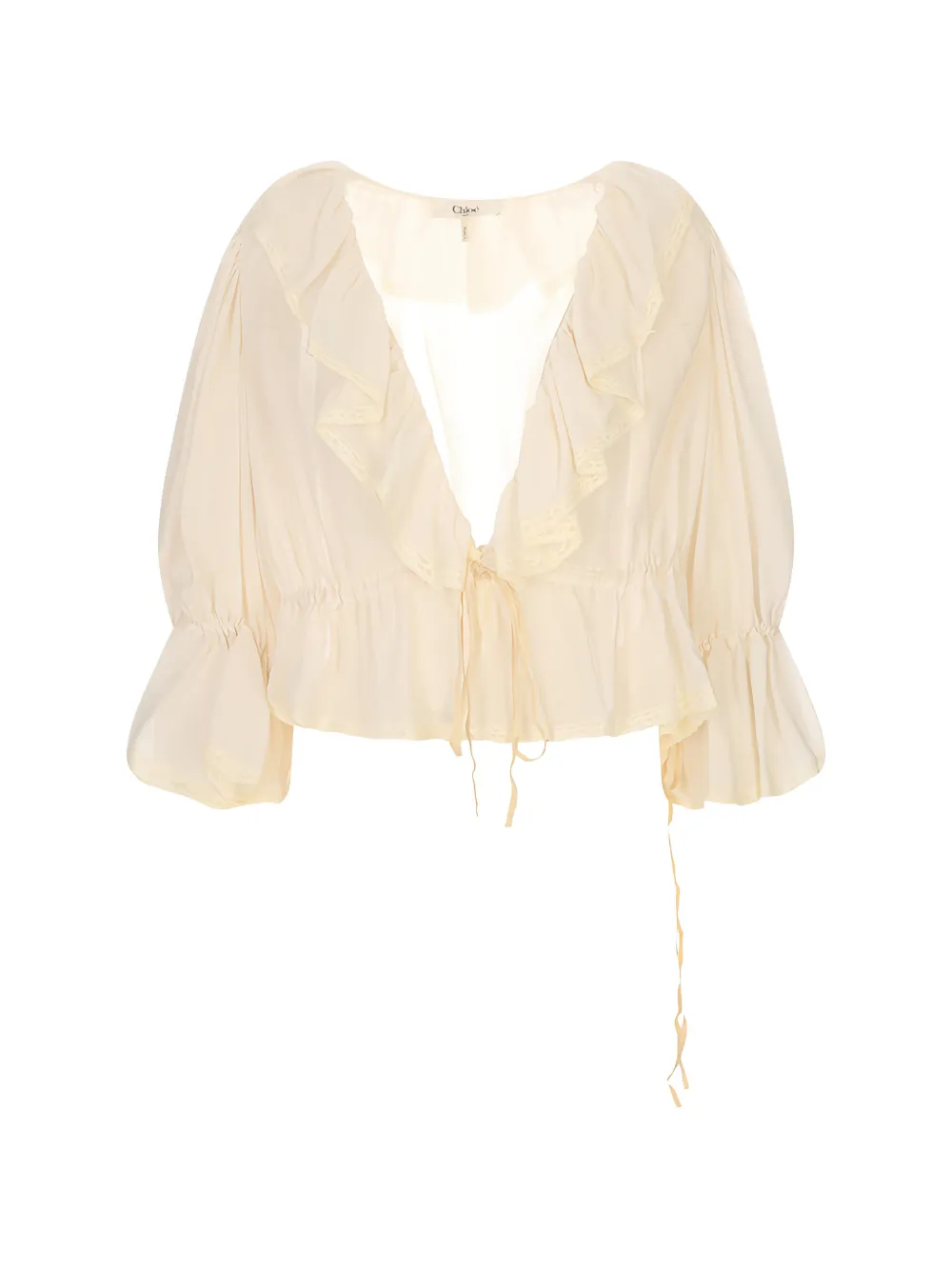 Chloé ruffled lace-trim blouse - Toni neutri