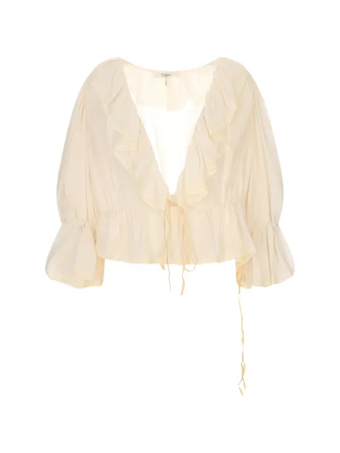 Chloé ruffled lace-trim blouse